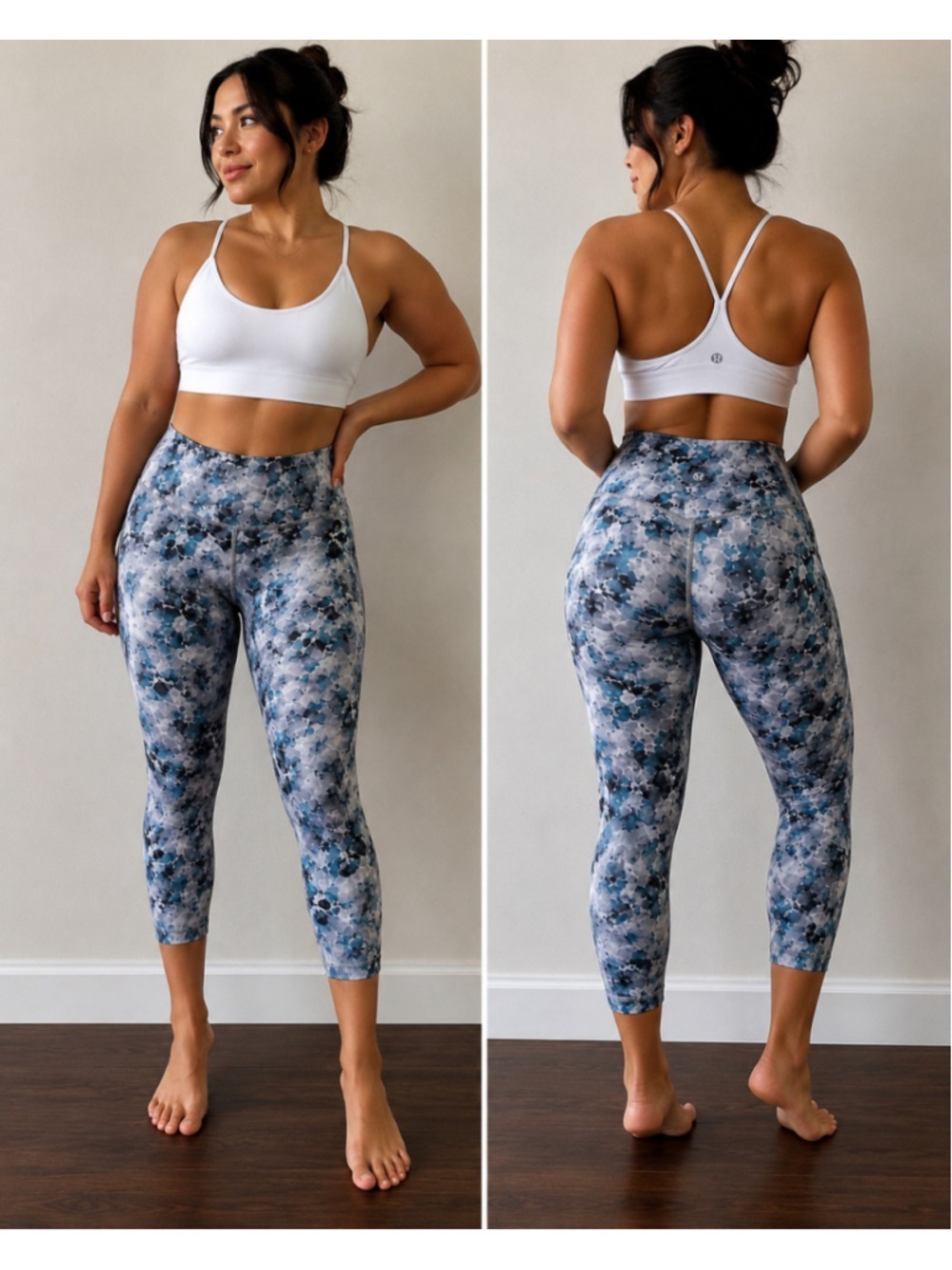 Lululemon Align High-Rise Crop Leggings Size 0 Blue Gray Floral Print Yoga
